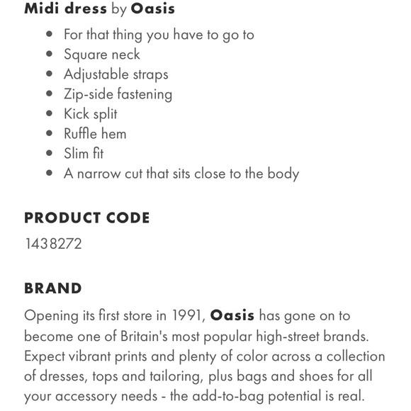 NWT ASOS x Oasis Cami Midi Dress w Square Neck Red - Picture 6 of 7